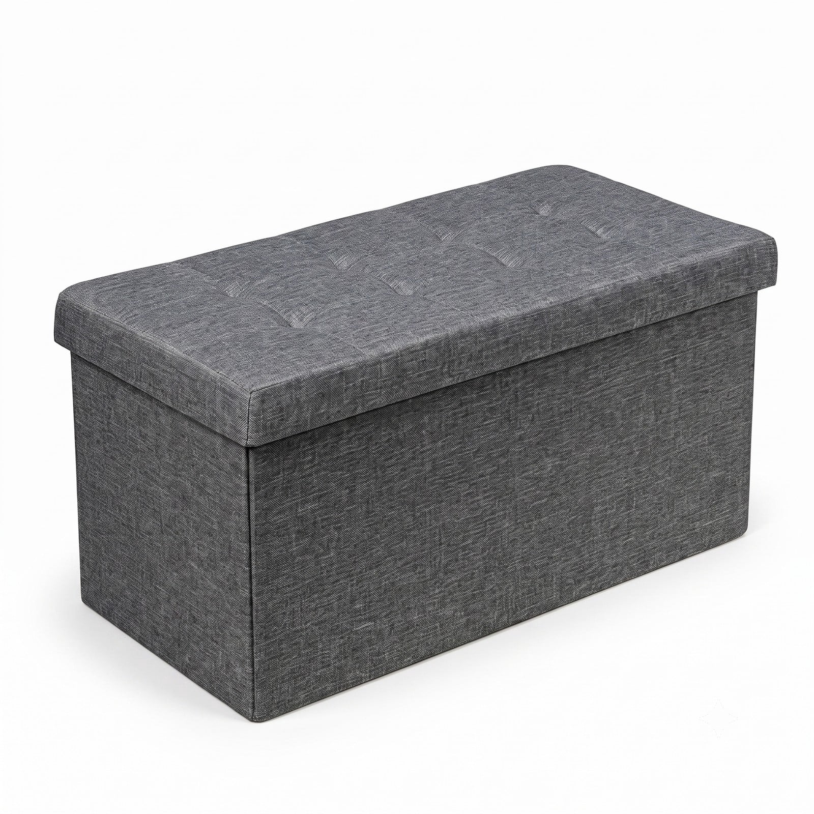 Furnibear 31.5 Inch Foldable Fabric Storage Bench Ottoman with Padded Seat and Removable Hanging Bin for Entryway, Dark Gray