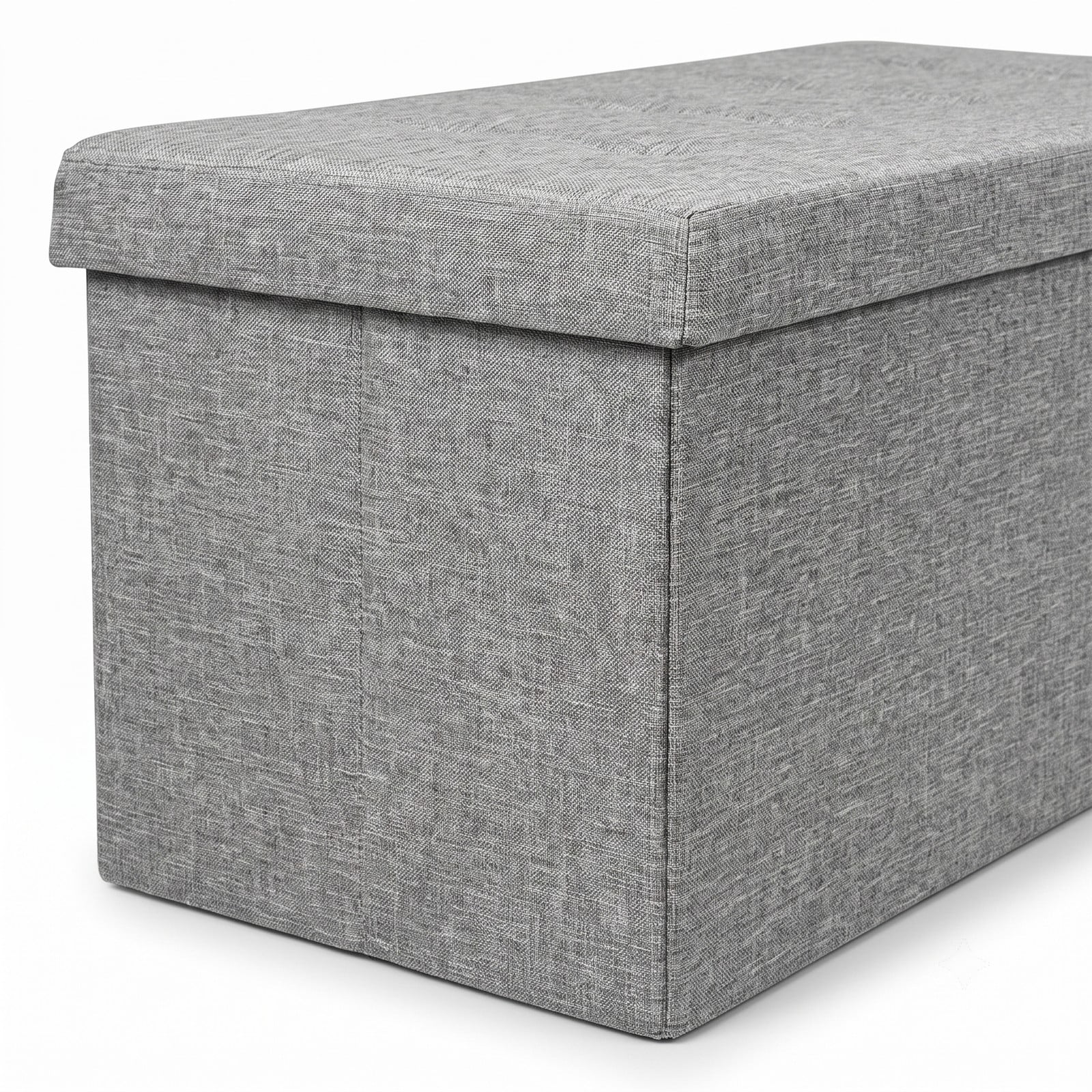 Furnibear 31.5 Inch Foldable Fabric Storage Bench Ottoman with Padded Seat and Removable Hanging Bin for Entryway, Light Gray