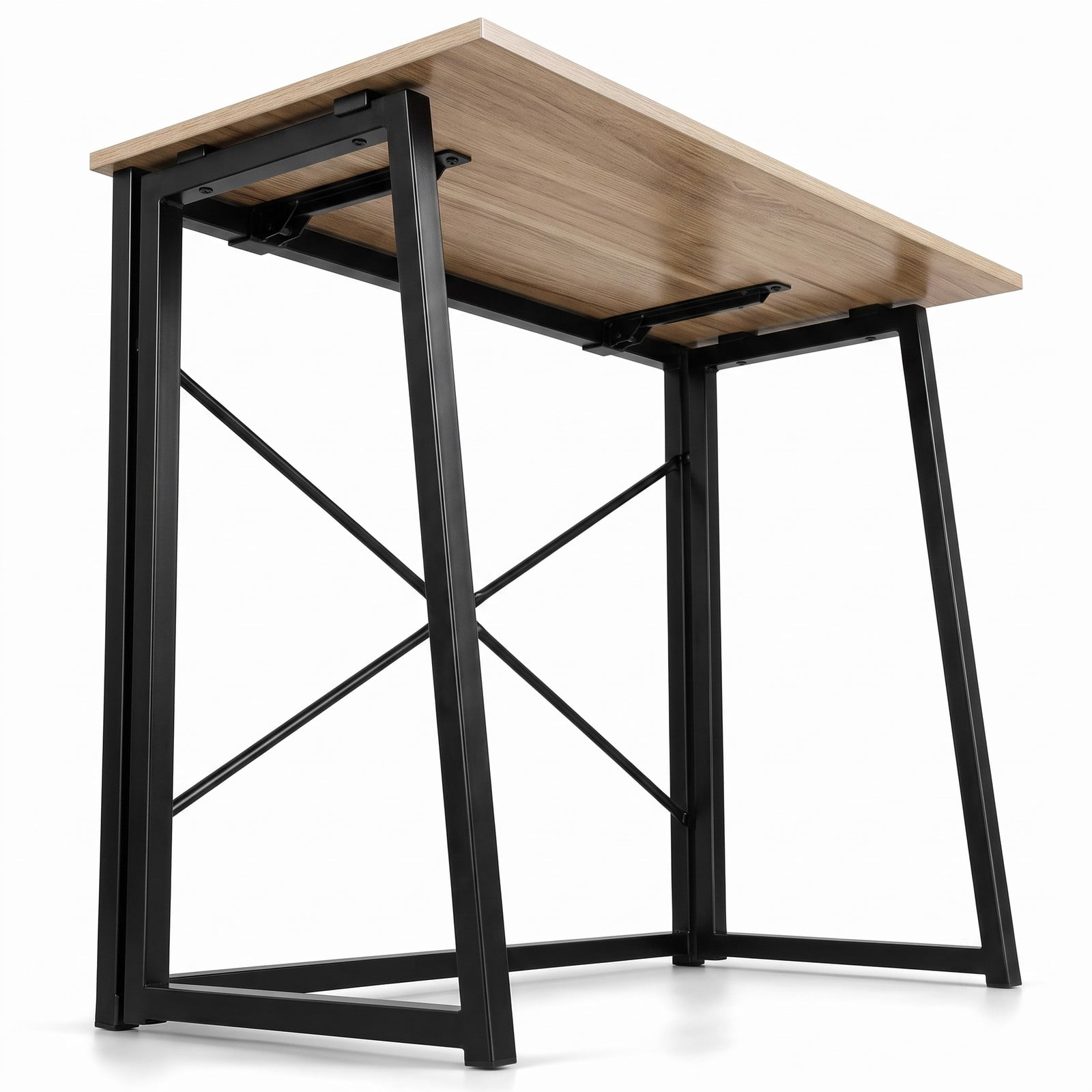Furnibear Folding Computer Desk 31 Inch Small Desk for Home Office, Space-Saving Writing Study Desk with Metal Frame, Natural