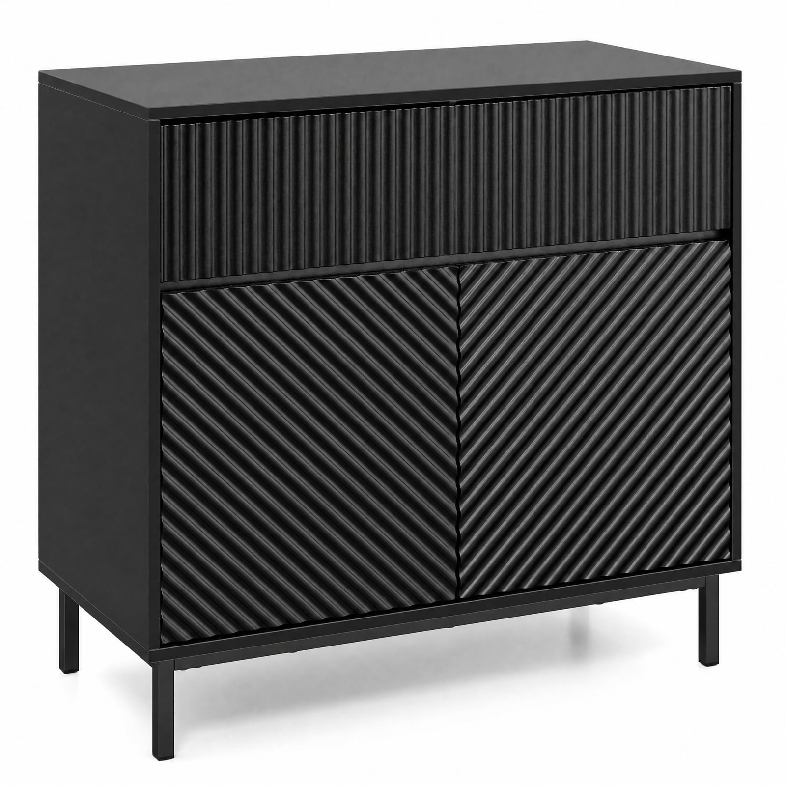 Furnibear 32" Wide Buffet Cabinet with 2 Doors and 1 Drawer for Kitchen for Kitchen Dining Living Room Buffet Storage Server, Black