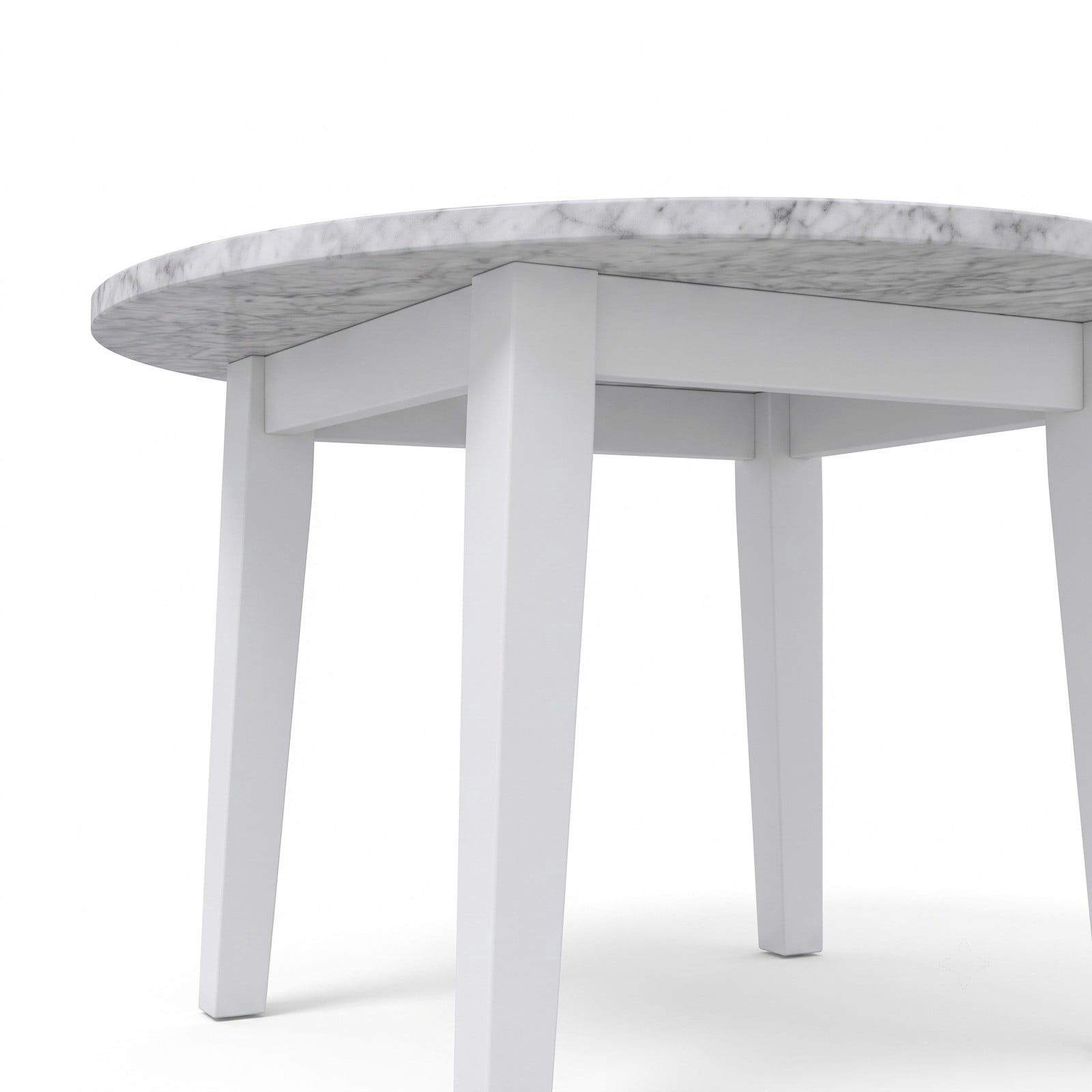 Furnibear 35 Inch Round Dining Table, Marble-Textured Veneer Kitchen Table with Rubber Wood Legs for 2-4 People, Small Space Bistro Dinner Table for Kitchen, White