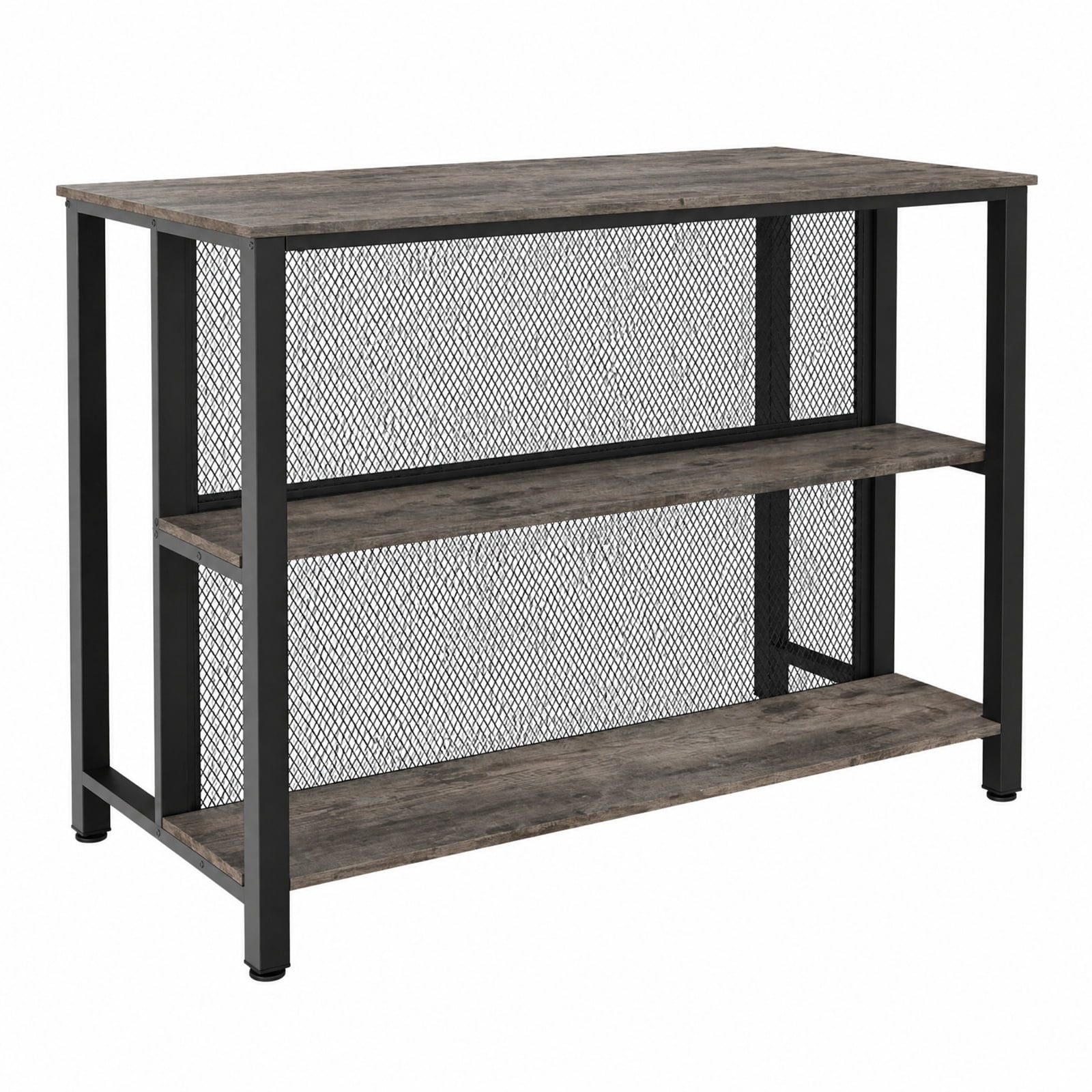 Furnibear 36 Inch 3-Tier Bar Table with Storage Metal Frame Adjustable Foot Pads for Dining Room for Kitchen Dining Bar Bistro Pub Home Counter, Gray
