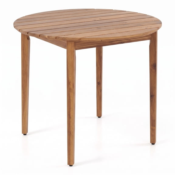 Furnibear 36 Inch Round Acacia Wood Outdoor Dining Table for 4 with Ventilated Slatted Top for Patio and Garden, Natural