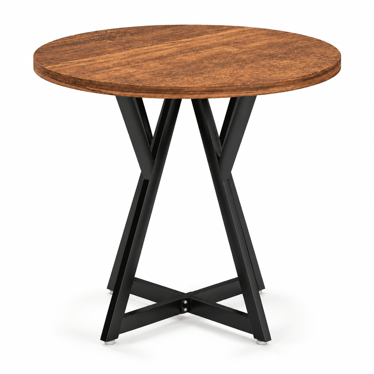 Furnibear 36 Inch Round Dining Table with Sturdy Metal Pedestal Base, Rustic Wood Grain for Kitchen Dining Room Small Space, Antique