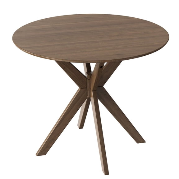 Furnibear 36 Inch Round Wood Dining Table with Intersecting Pedestal Base for Kitchen and Dining Room Small Kitchen Table, Walnut