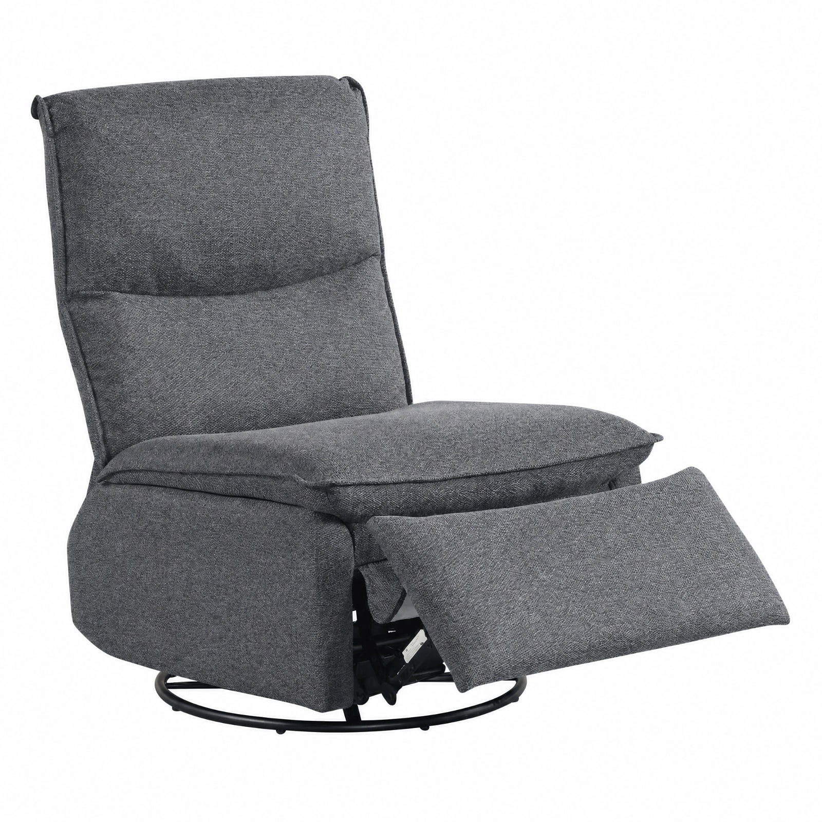 Furnibear 360 Degree Swivel Rocking Recliner Accent Chair with Padded Back Extendable Footrest and Polyester Linen for Living Room and Nursery, Gray