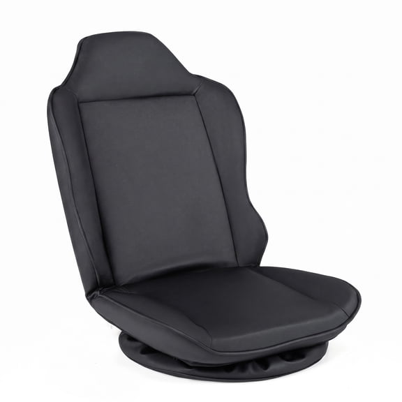 Furnibear 360° Swivel Floor Gaming Chair, 5-Level Adjustable Backrest Padded Faux Leather Foldable Gaming Rocker for Adults, Ergonomic Video Game Floor Chair, Black