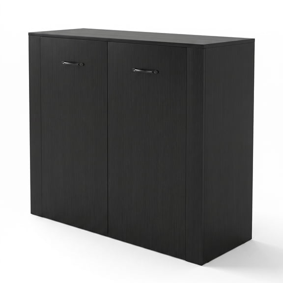 Furnibear 38 Inch Modern Buffet Sideboard Cabinet with Storage, Free Standing Kitchen Credenza Console Table with Cube Shelves for Living Room Dining Room, Black