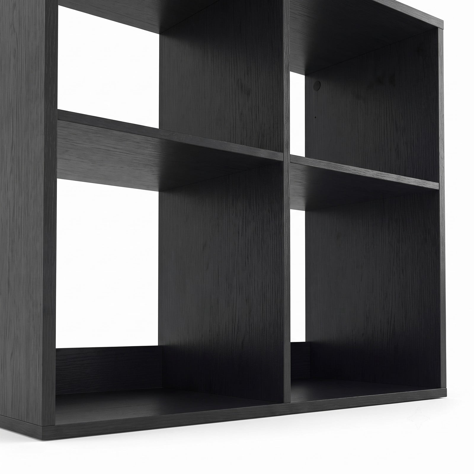 Furnibear 4 Cube Bookshelf, Wood Cube Storage Organizer Bookcase with Back Guardrail and Anti-Tip Kit for Living Room Bedroom Home Office, Black
