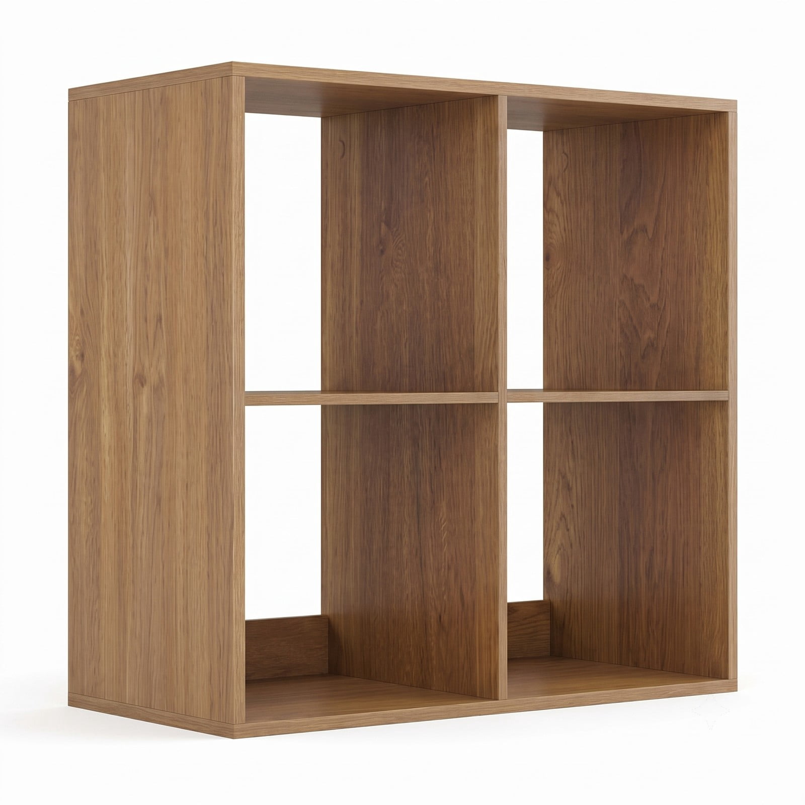 Furnibear 4 Cube Bookshelf, Wood Cube Storage Organizer Bookcase with Back Guardrail and Anti-Tip Kit for Living Room Bedroom Home Office, Natural