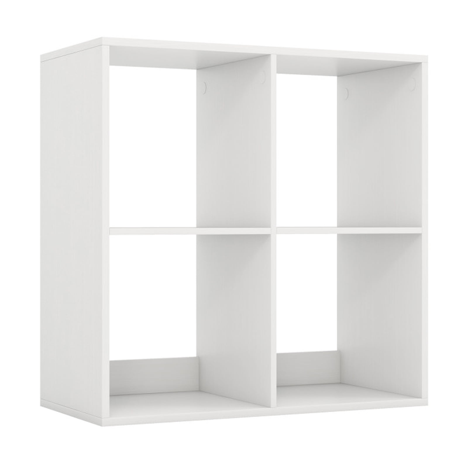 Furnibear 4 Cube Bookshelf with Back Guardrail for Living Room Bedroom White, 27.5" x 13" x 27.5" - Open Storage Display Rack for Home Office
