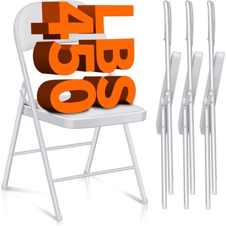 Furnibear 4 Pack Folding Chairs, Leather Padded Cushion Chairs with Comfortable Cushion and Stainless Steel Frame for Home and Office, for Indoor and Outdoor Events,White