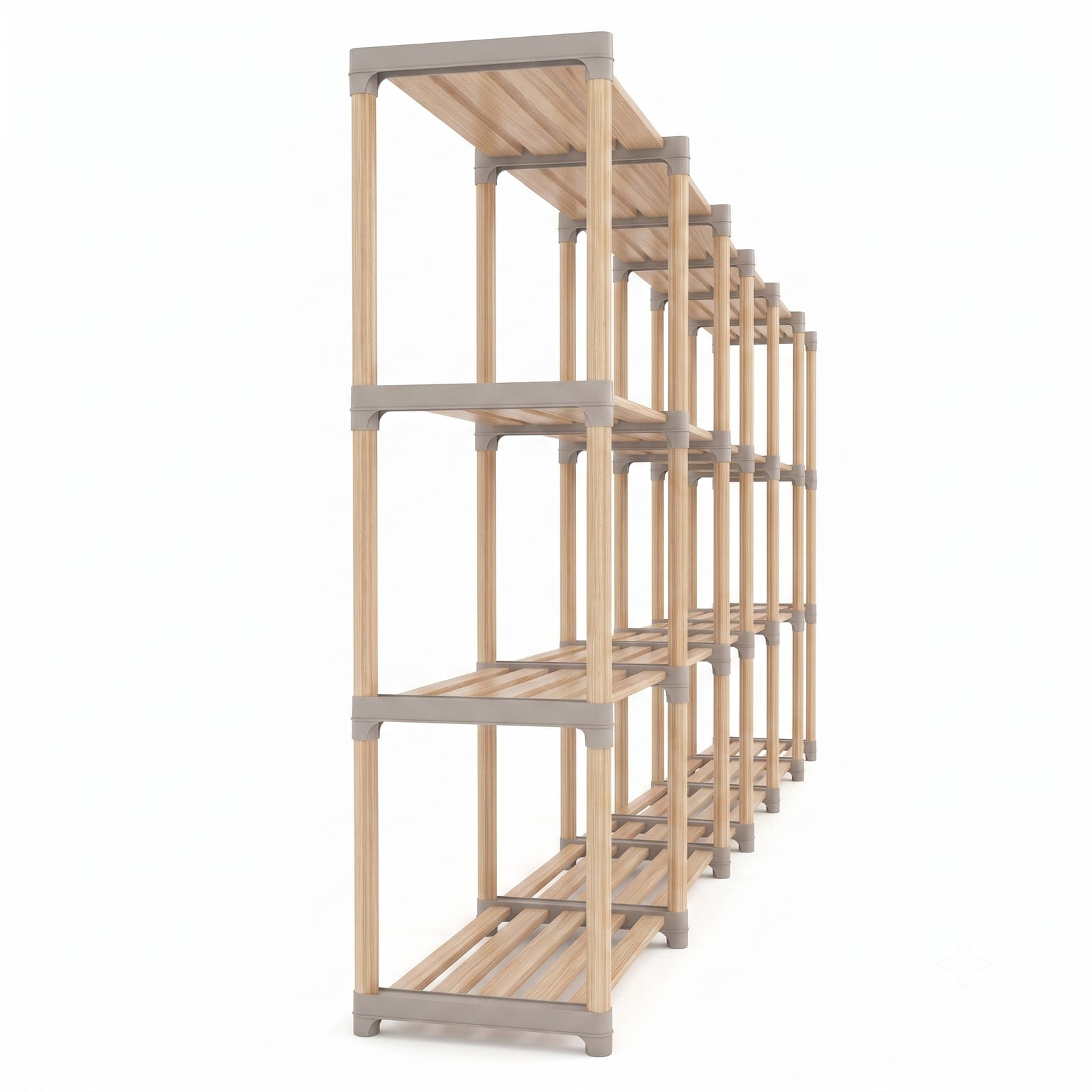 Furnibear 4-Tier Bookshelf Open Wood Bookcase Storage Shelf Organizer for Home Office Living Room Bathroom, Natural and Gray
