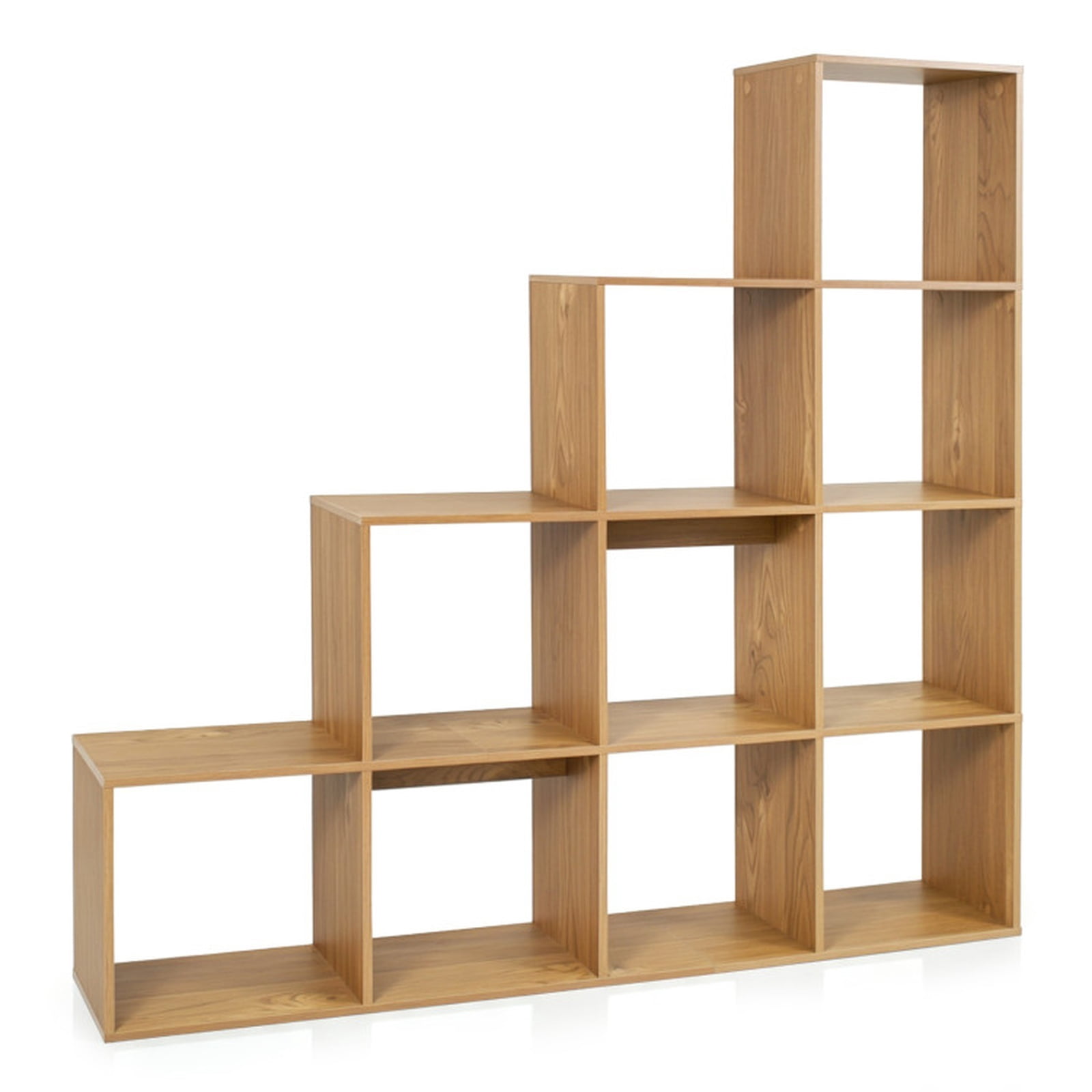 Furnibear 4-Tier Tall Bookshelf with 10 Open Cubes Anti-Tipping Kits and Screw Hole Covers for Home Office and Living Room, White