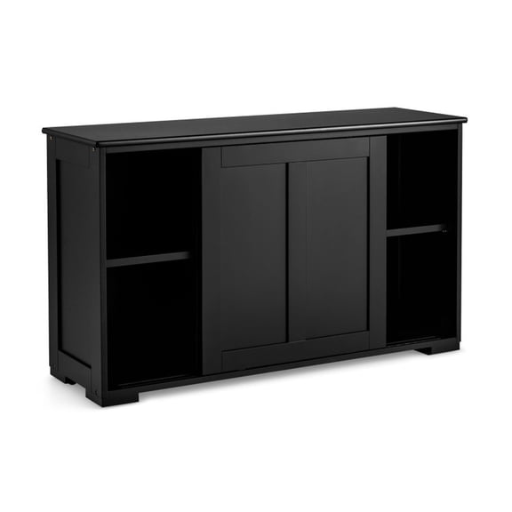 Furnibear 42" Modern Sideboard Buffet Cabinet with Adjustable Shelves for Home Kitchen - Black - kitchen - living room