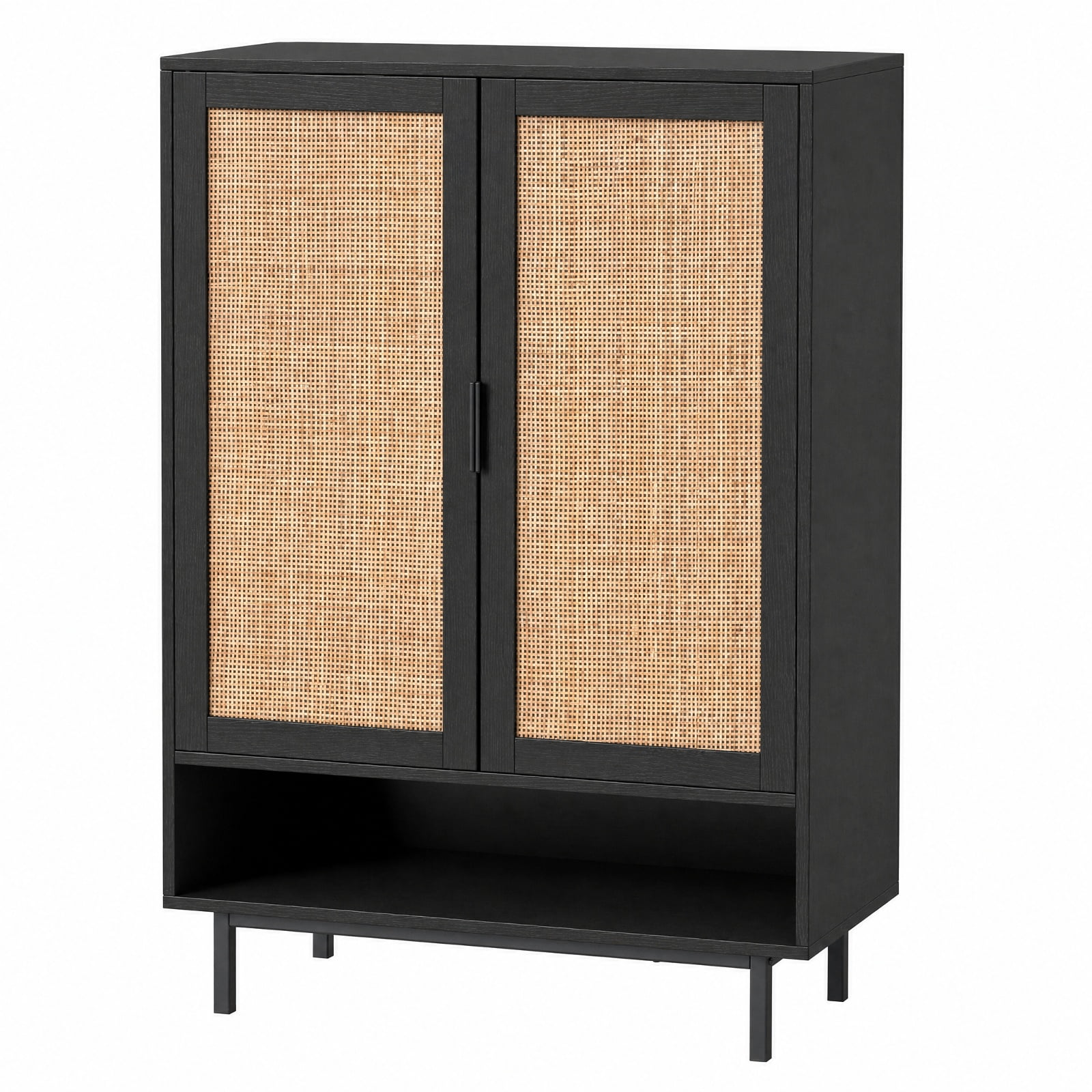 Furnibear 43 Inch Tall 6 Tier Shoe Cabinet with Double Doors and Adjustable Shelves for Entryway Living Room and Closet, Black