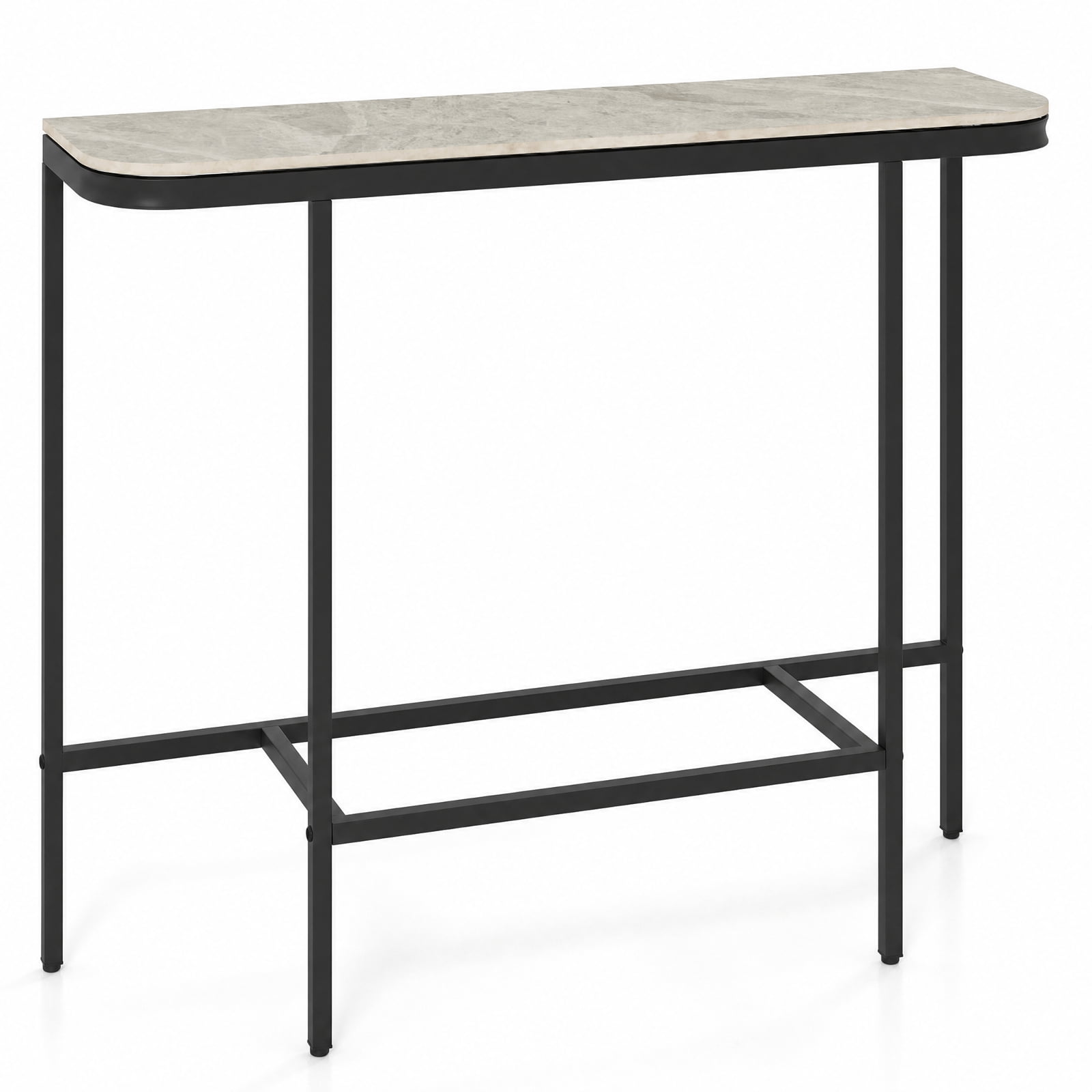 Furnibear 44 Inch Console Table Entryway Table with Faux Marble Tabletop and Heavy Duty Metal Frame for Living Room Hallway, Gray