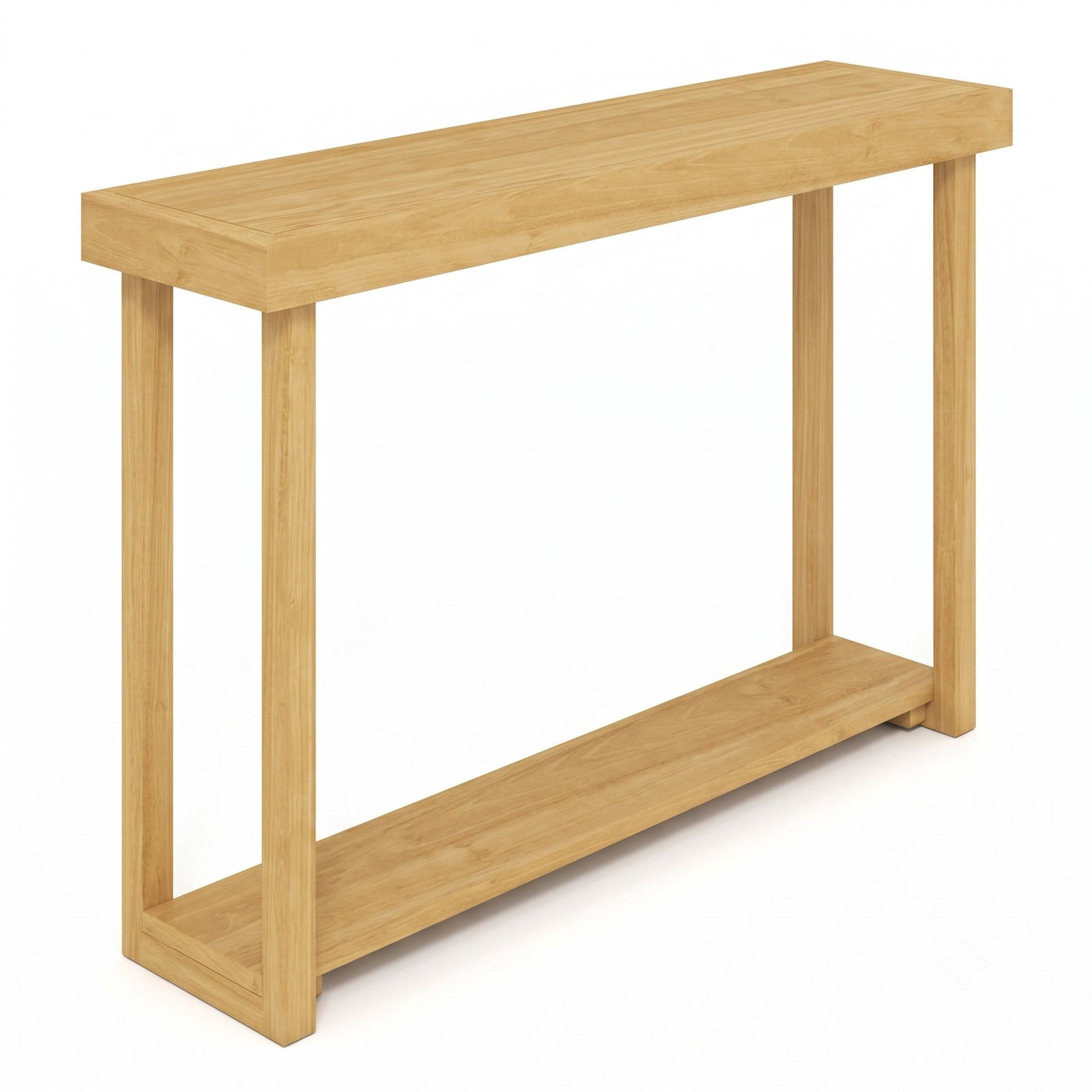 Furnibear 46 Inch Solid Wood Console Table 2-Tier Narrow Farmhouse Sofa Table with Storage Shelf for Living Room, Natural