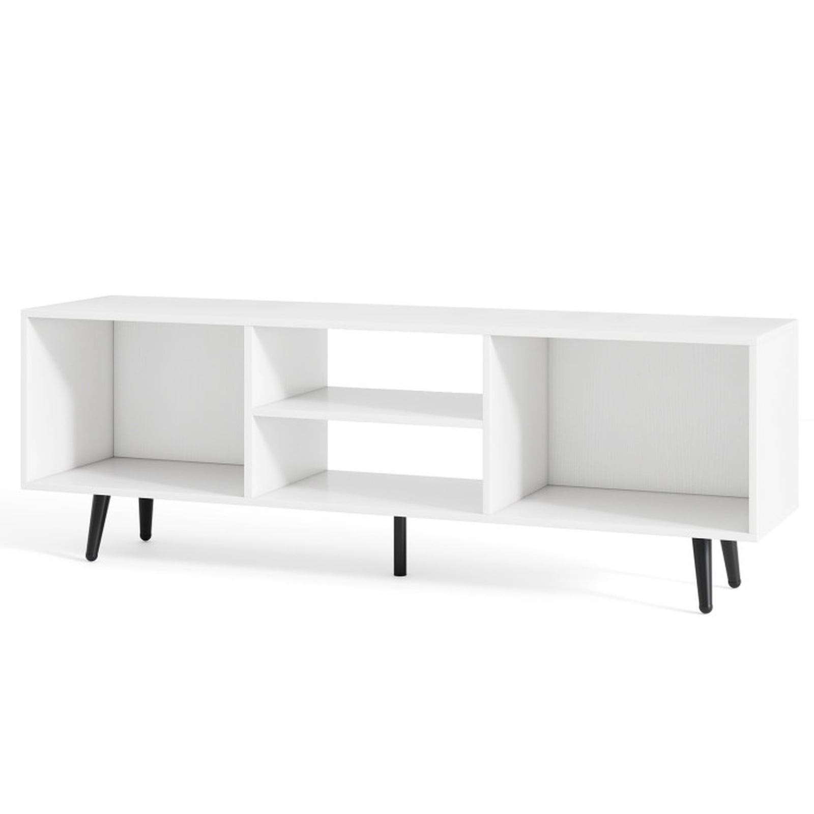 Furnibear 47.5 Inches TV Stand for 55-Inch TV with Compartments and Metal Legs for Living Room Bedroom Media Console Entertainment Center, White