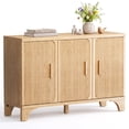 thumbnail image 1 of Furnibear 47" Fluted Buffet Cabinet with Storage Accent Sideboard, Modern Credenza with 3 Doors, Wood Coffee Bar Table Console for Dining Room Kitchen Living Room Entryway, Natural Oak, 1 of 9