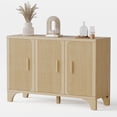 thumbnail image 1 of Furnibear 47" Fluted Buffet Cabinet with Storage Accent Sideboard,Modern Credenza with 3 Doors,Wood Coffee Bar Table Console for Dining Room Kitchen Living Room Entryway,Natural Oak, 1 of 9