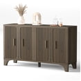 thumbnail image 1 of Furnibear 55" Fluted Buffet Cabinet with Storage Accent Sideboard,Modern Credenza with 4 Doors,Wood Coffee Bar Table Console for Dining Room Kitchen Living Room Entryway,Walnut Brown, 1 of 9