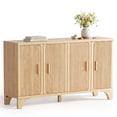 thumbnail image 1 of Furnibear 55" Fluted Buffet Cabinet with Storage Accent Sideboard,Modern Credenza with 4 Doors,Wood Coffee Bar Table Console for Dining Room Kitchen Living Room Entryway,Natural Oak, 1 of 10
