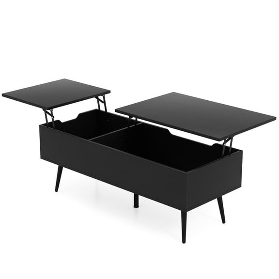 Furnibear 47 Inch Lift Top Coffee Table with 2 Hidden Compartments - Black - Living Room Center Table