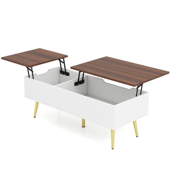 Furnibear 47 Inch Lift Top Coffee Table with 2 Hidden Compartments - Walnut - Living Room Center Table