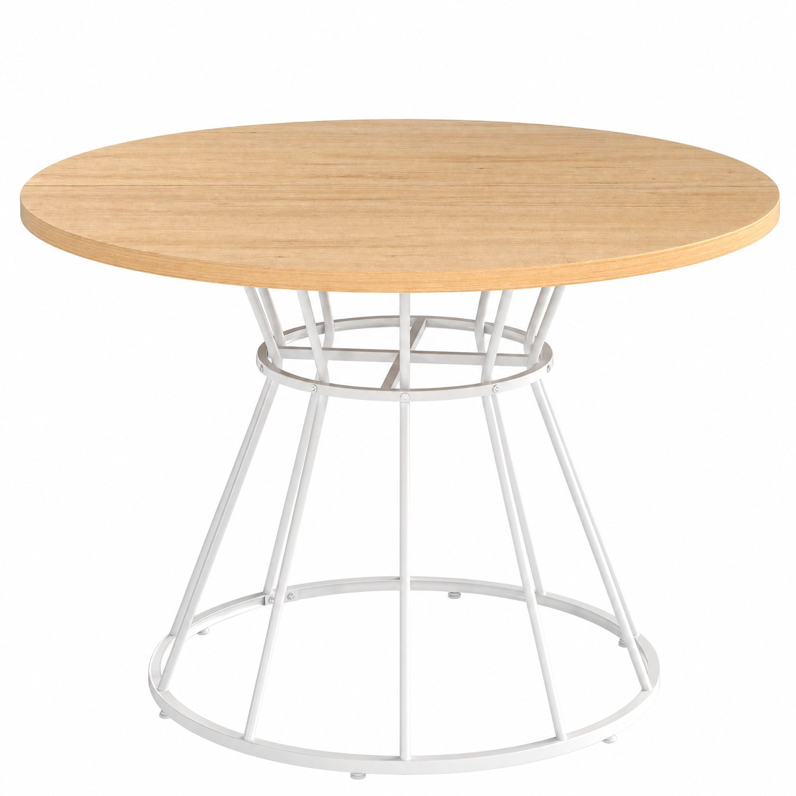 Furnibear 47 Inch Round Farmhouse Dining Table for 4 with Natural Wooden Tabletop