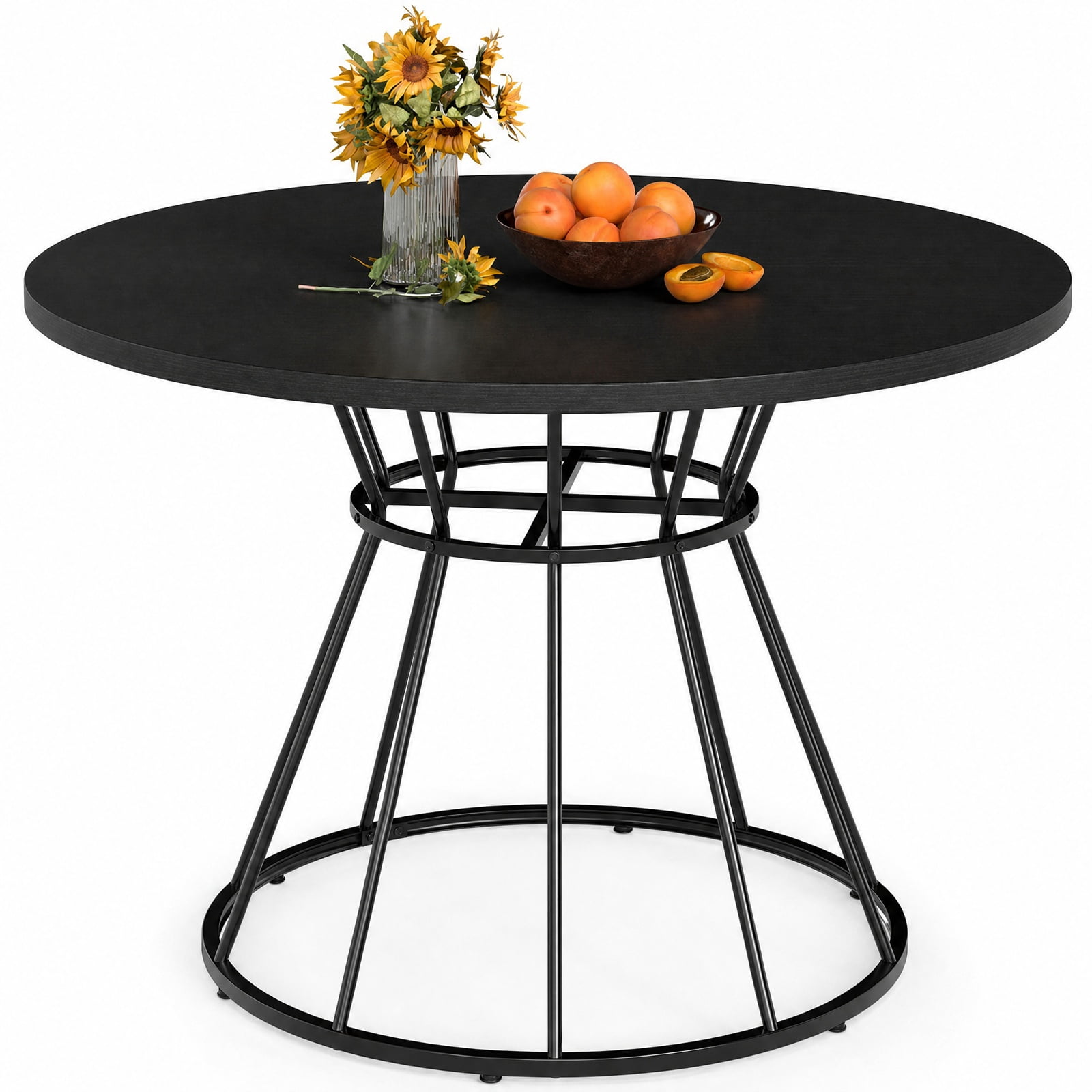 Furnibear 47 Inch Round Farmhouse Dining Table for 4 with Wooden MDF Tabletop