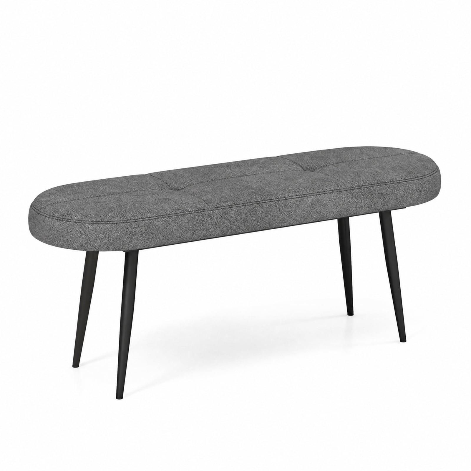 Furnibear 47 Inch Upholstered Entryway Bench with Button Tufted Cushioned Seat and Heavy Duty Metal Frame for Bedroom Foyer Dining Room, Gray