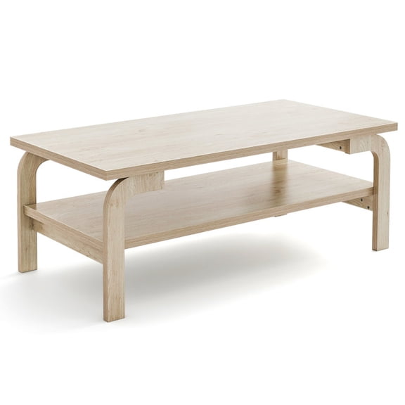 Furnibear 47 Inches Accent Rectangular Coffee Table for Living Room - Oak - Living Room Cocktail Center Table