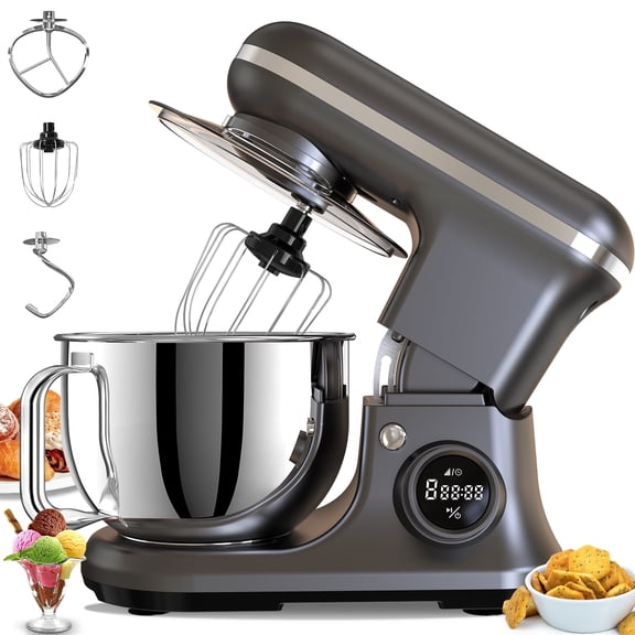 Fenbeli 5.3Qt Stand Mixer,650 W 8 Speeds Kitchen Electric Food Mixer for Daily Use with Egg Whisk,Dough Hook,Flat Beater,Black