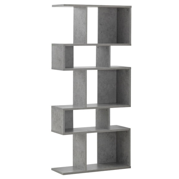 Furnibear 5 Cubes Ladder Shelf Corner Bookshelf Display Rack Bookcase Gray, 31" x 11" x 70" - Open Storage Display Rack for Home Office