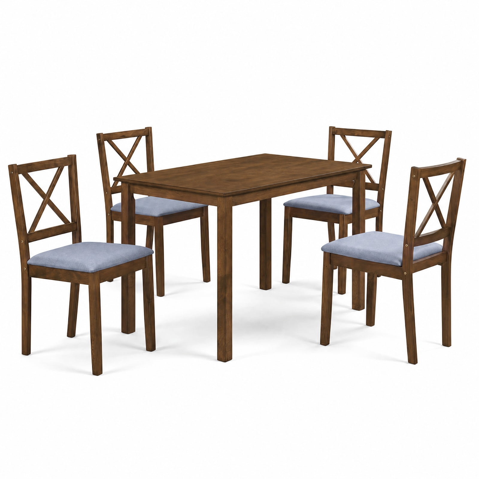Furnibear 5 Piece Dining Table Set with Rectangular Table and Upholstered Fabric Kitchen Chairs for Dining Room Small Space Seating, Gray