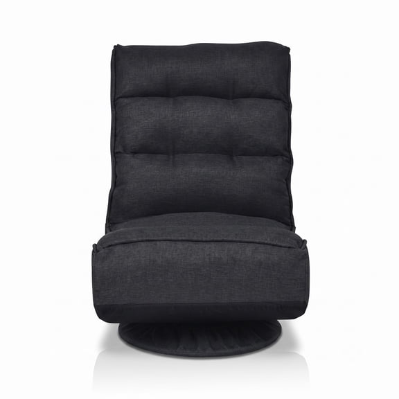 Furnibear 5-Position Folding Floor Gaming Chair, Adjustable Padded 360-Degree Swivel Lounge Sofa Chair with Removable Base Cover for Adults, 300 lbs Capacity, Black
