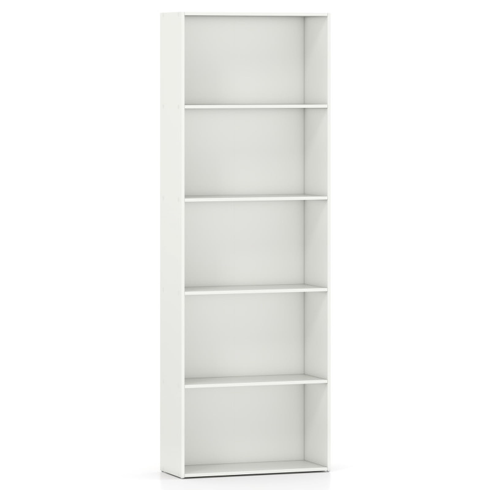 Furnibear 5-Shelf Storage Bookcase Modern Multi-Functional Display Cabinet White, 24" x 9.5" x 67" - Open Storage Display Rack for Home Office