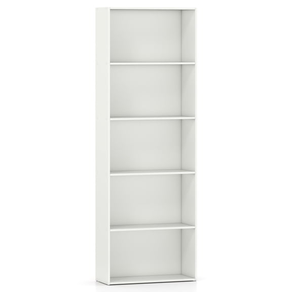 Furnibear 5-Shelf Storage Bookcase Modern Multi-Functional Display Cabinet White, 24" x 9.5" x 67" - Open Storage Display Rack for Home Office