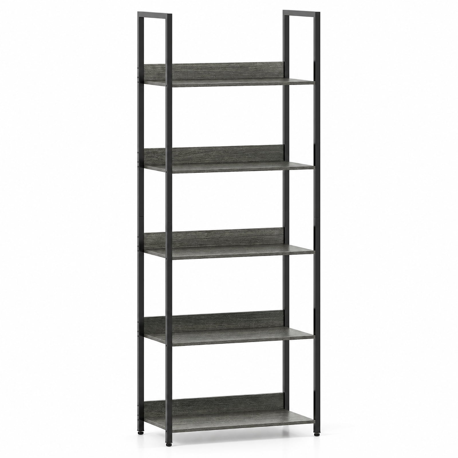 Furnibear 5-Tier Bookshelf Tall Wooden Open Bookcase with Back Panels for Living Room Home Office Bedroom Display Storage Shelf, Oak