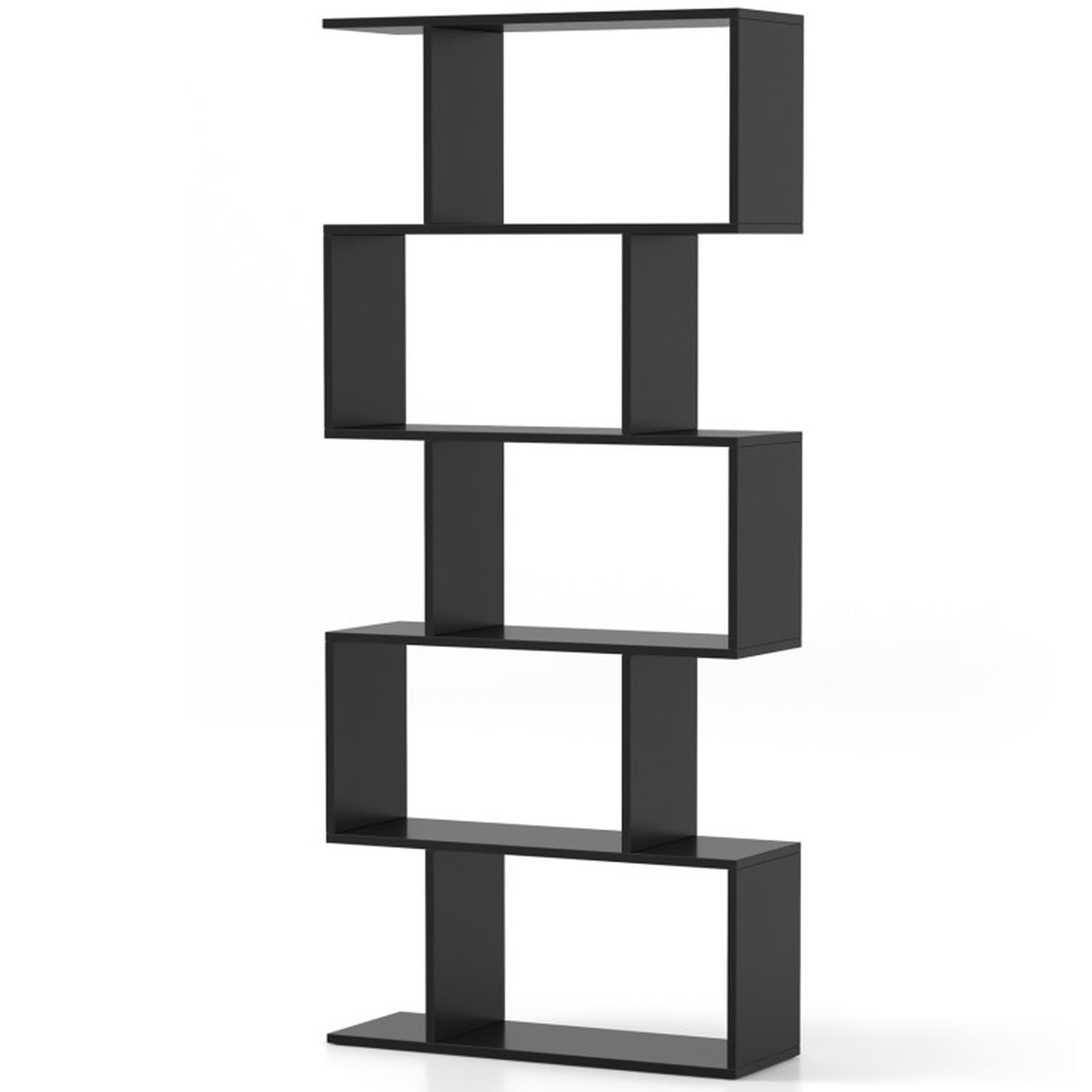 Furnibear 5-Tier Bookshelf with Anti-Toppling Device for Living Room Home Office Black, 27.5" x 9.5" x 62.5"