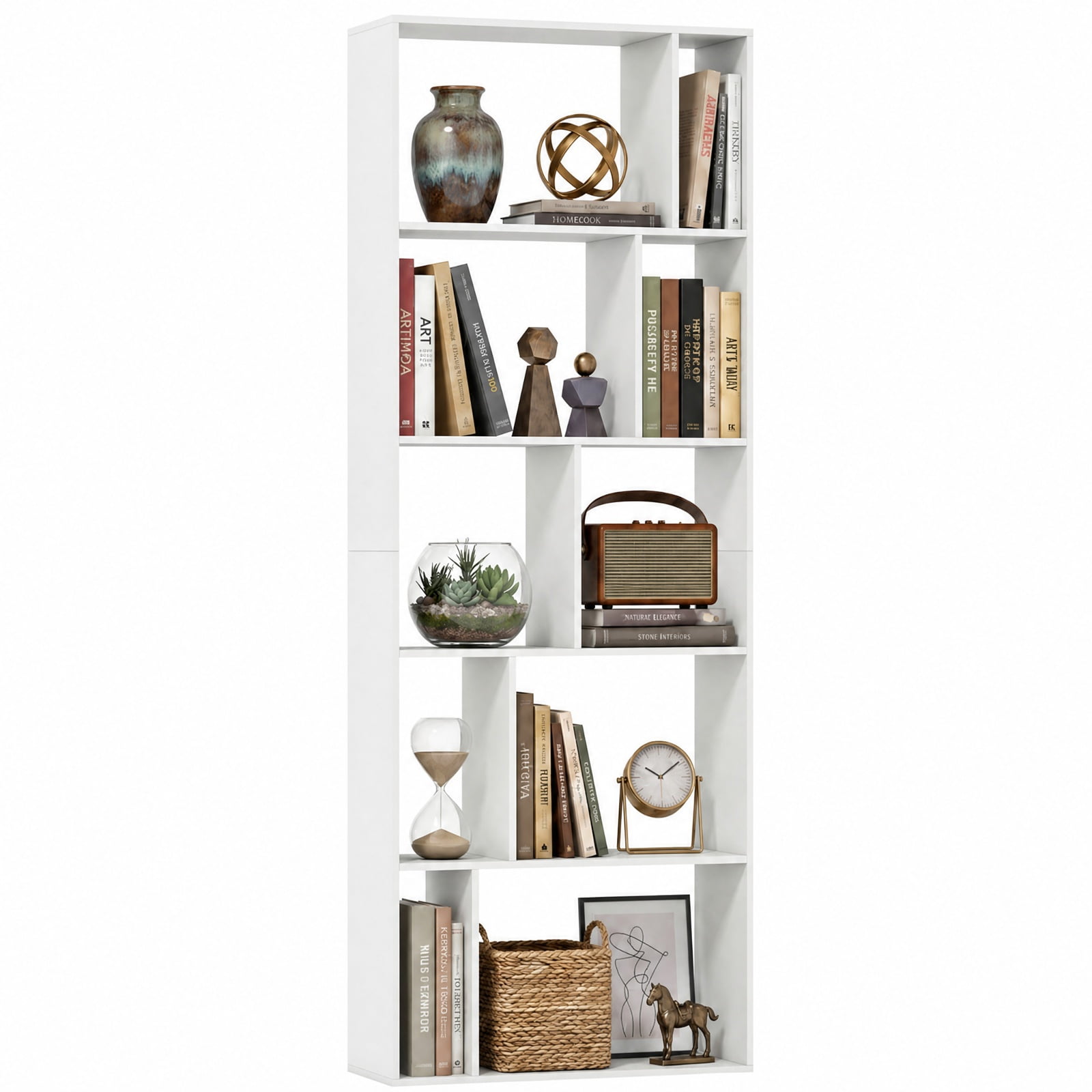 Furnibear 5-Tier Modern Bookshelf with Open Back and 2 Anti-Tipping Kits for Living Room Home Office Bedroom Display Storage Shelf, White