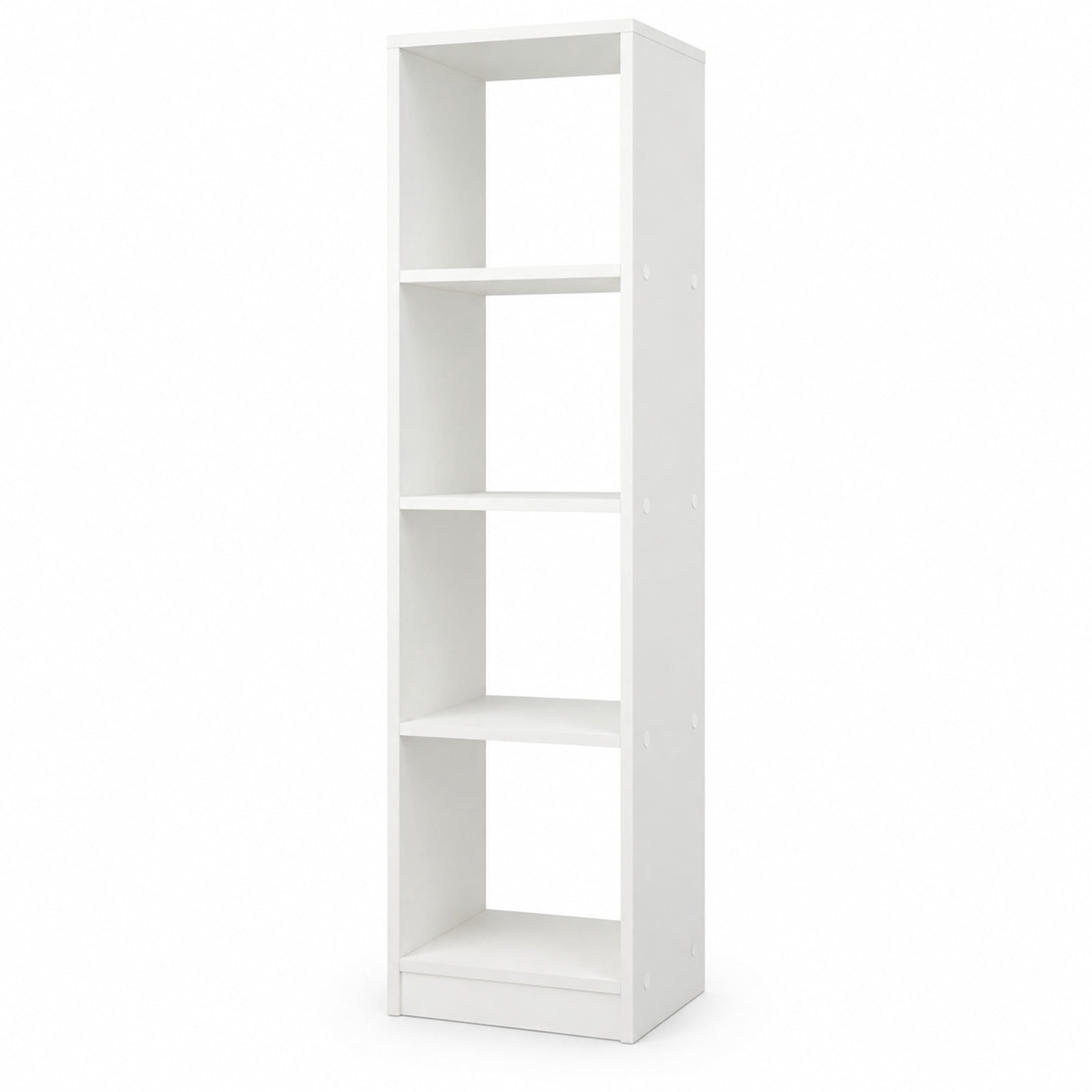 Furnibear 5 Tiers 4-Cube Narrow Bookshelf with 4 Anti-Tipping Kits White, 15" x 13" x 56" - Open Storage Display Rack for Home Office