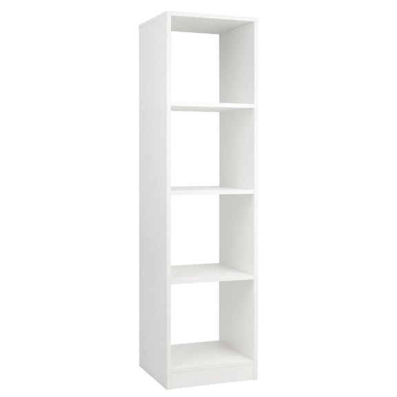 Furnibear 5 Tiers 4-Cube Narrow Bookshelf with 4 Anti-Tipping Kits White, 15" x 13" x 56" - Open Storage Display Rack for Home Office