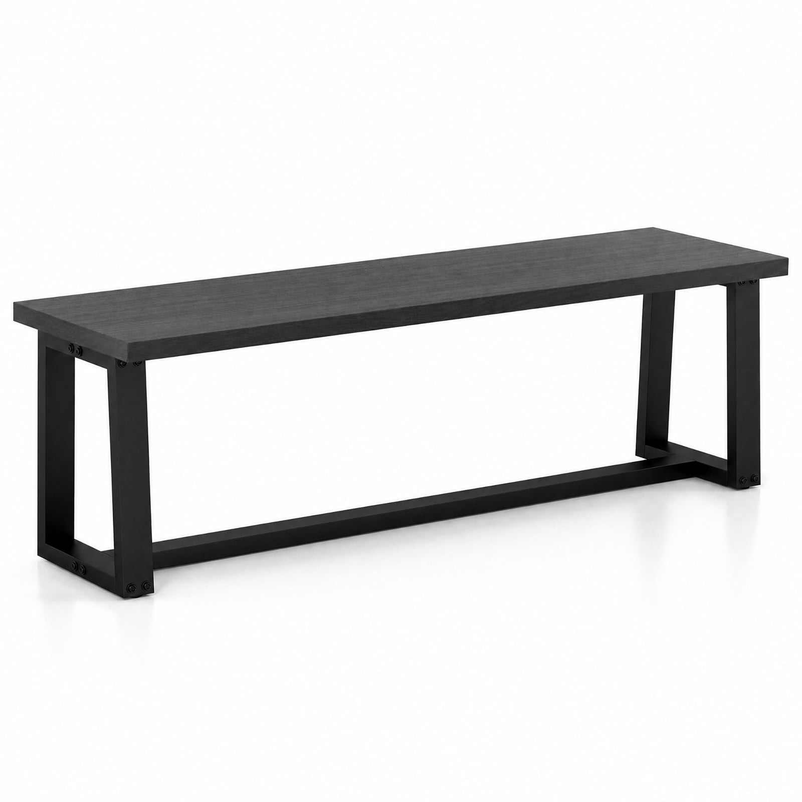 Furnibear 56 Inch Wood Dining Bench with Acacia Wood Seat Metal Frame and Adjustable Footpads for Kitchen Dining Room Entryway Seating, Black