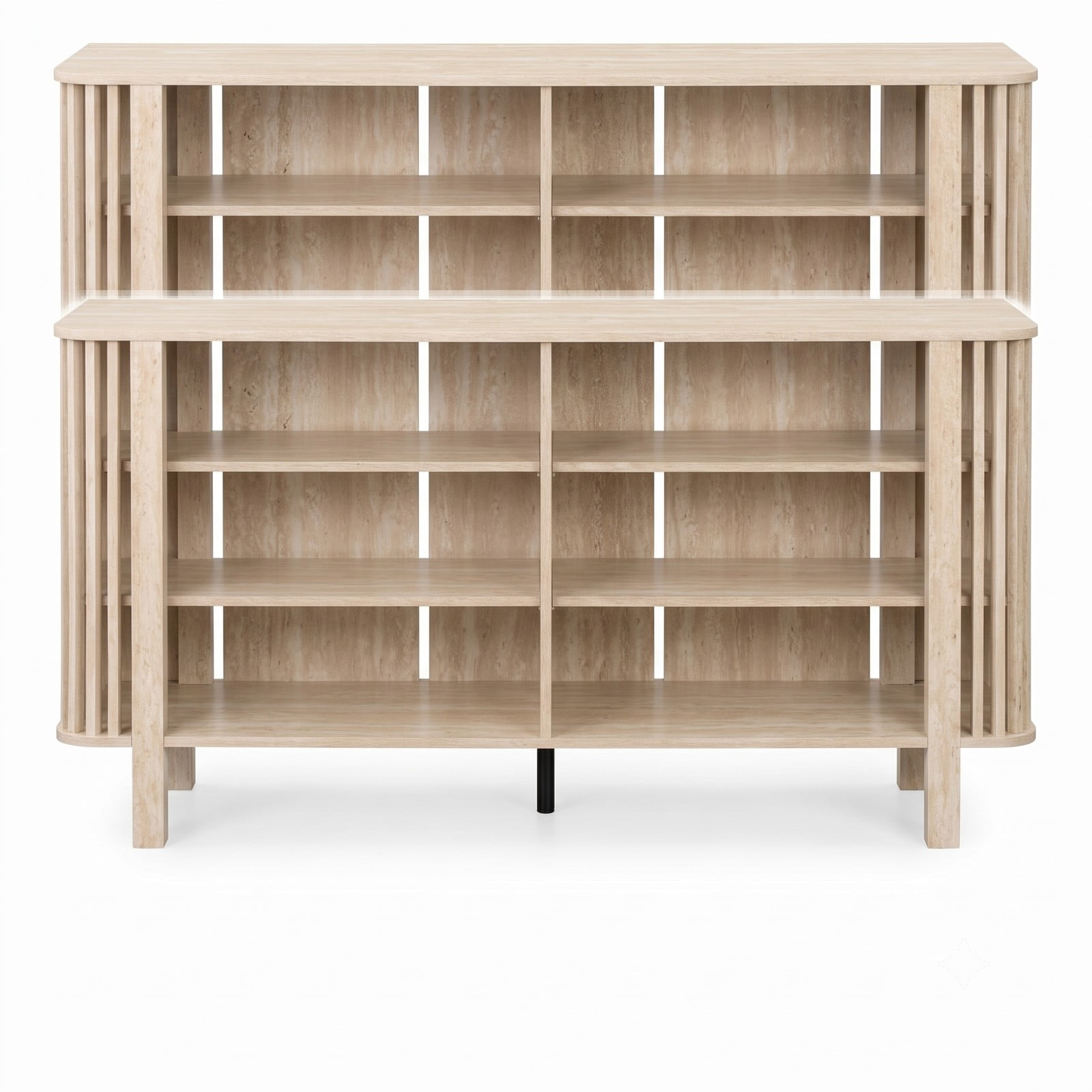 Furnibear 59 Inch TV Stand for TVs Up to 55 Inches, Wood Entertainment Center Media Console Table with 3 Adjustable Shelves and Slatted Sides for Living Room, Natural
