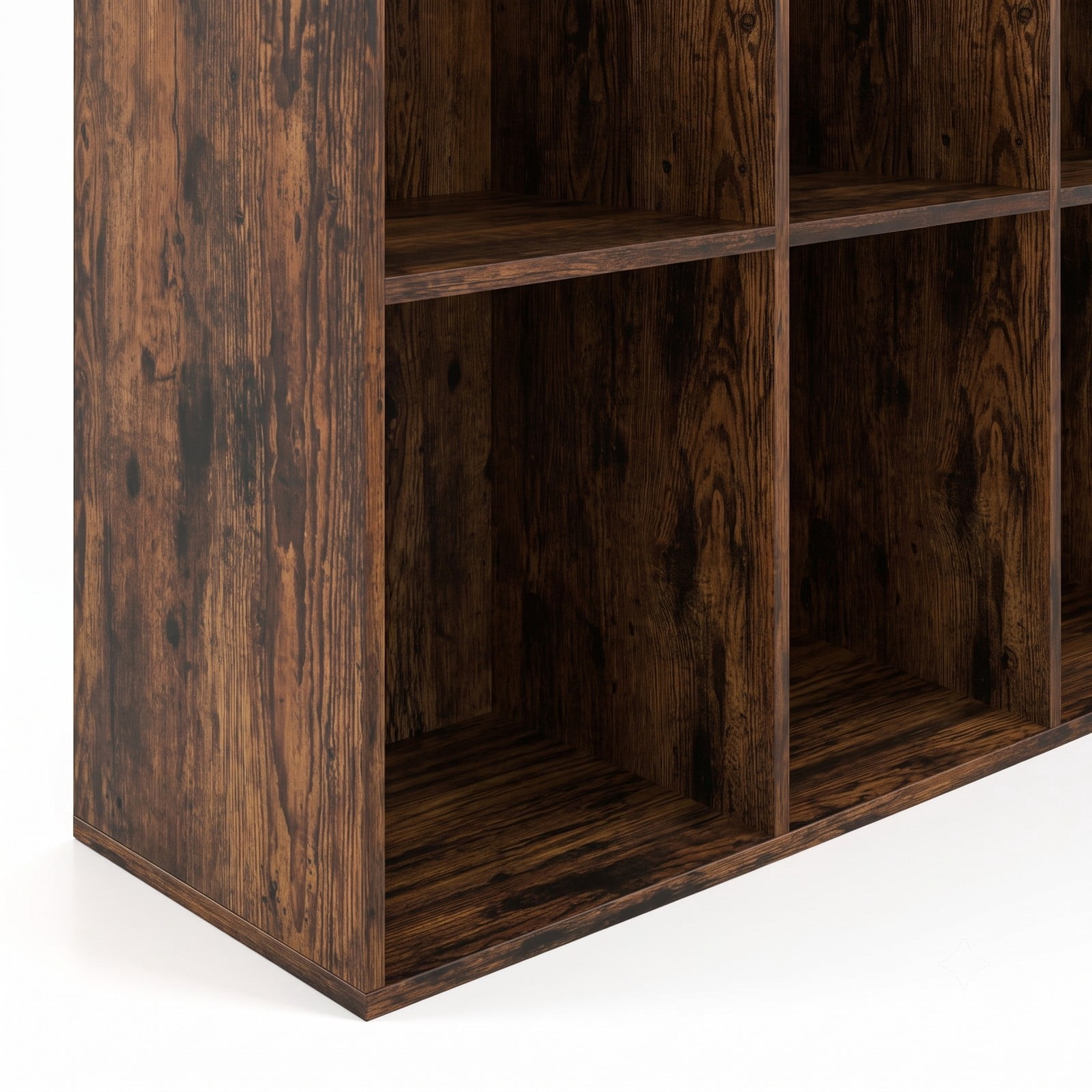 Furnibear 6-Cube Bookcase Storage Organizer with Anti-Tipping Kits, Engineered Wood Cube Bookshelf Display Shelf for Bedroom Living Room Study Room, Rustic Brown