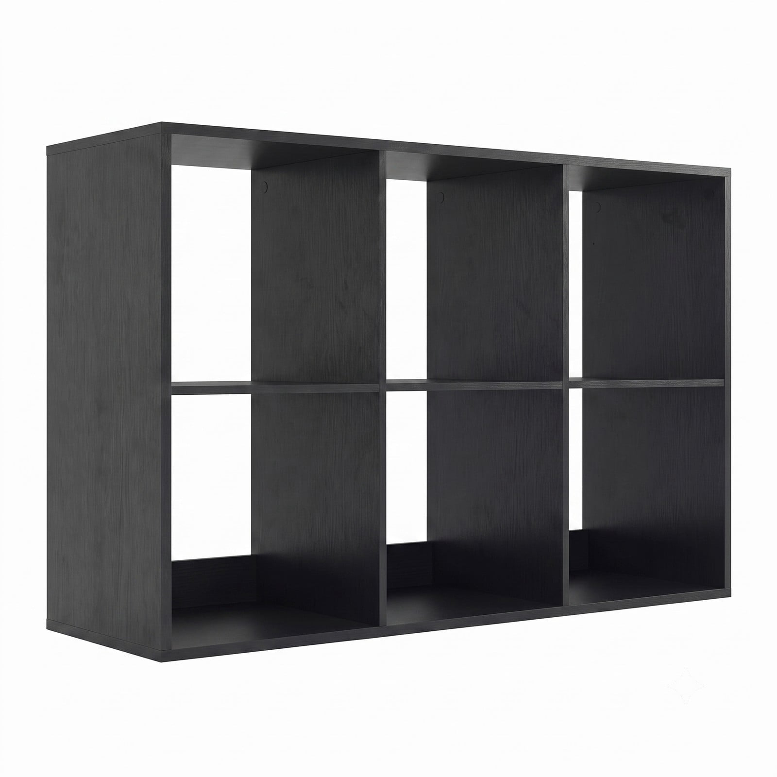 Furnibear 6 Cube Bookshelf, Black Wood Cube Storage Organizer with Back Guardrail and Anti-Tip Kit, Freestanding Display Bookcase for Living Room Bedroom Home, Black