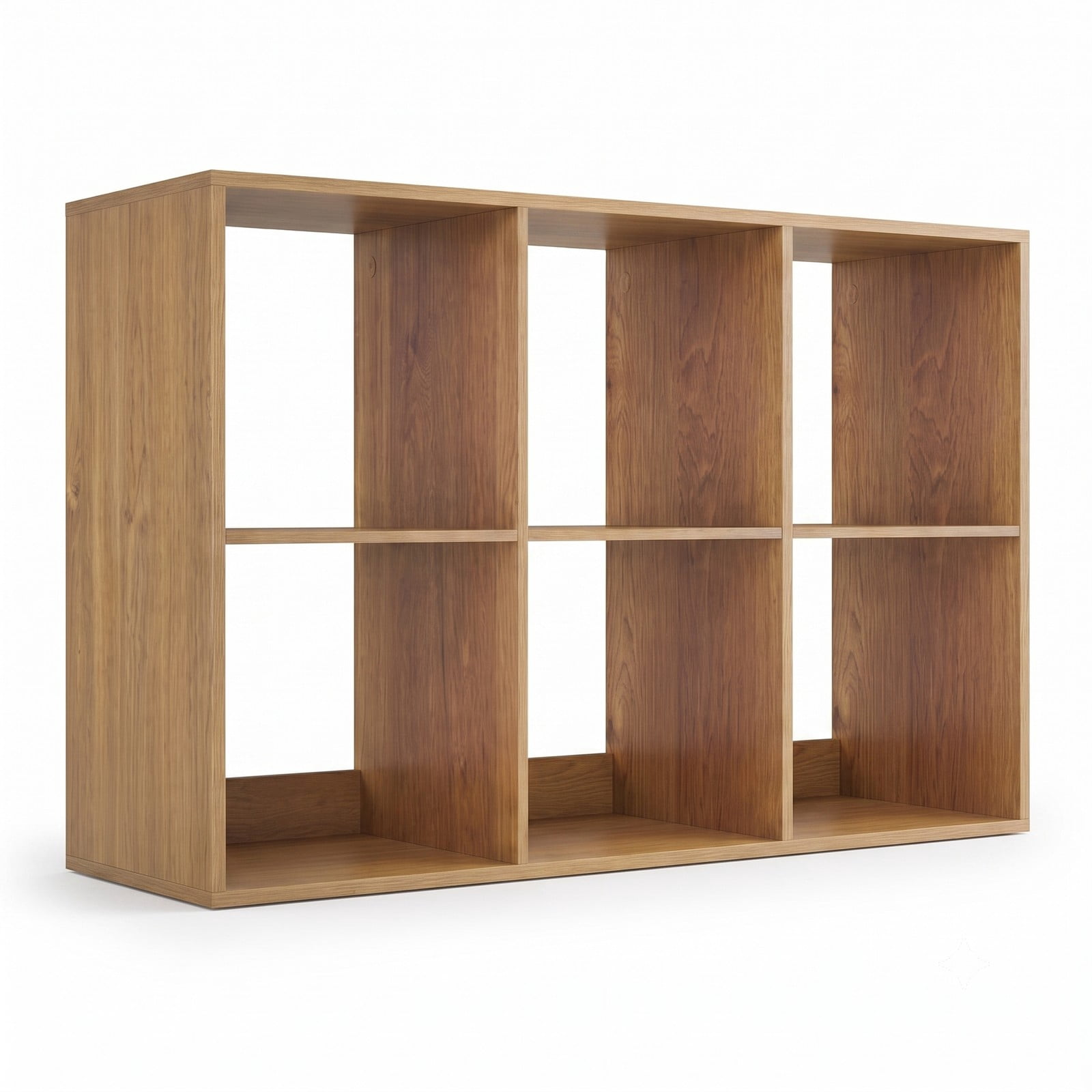 Furnibear 6 Cube Bookshelf, Wood Cube Storage Organizer with Back Guardrail and Anti-Tip Kit, Freestanding Display Bookcase for Living Room Bedroom Home Office, Natural