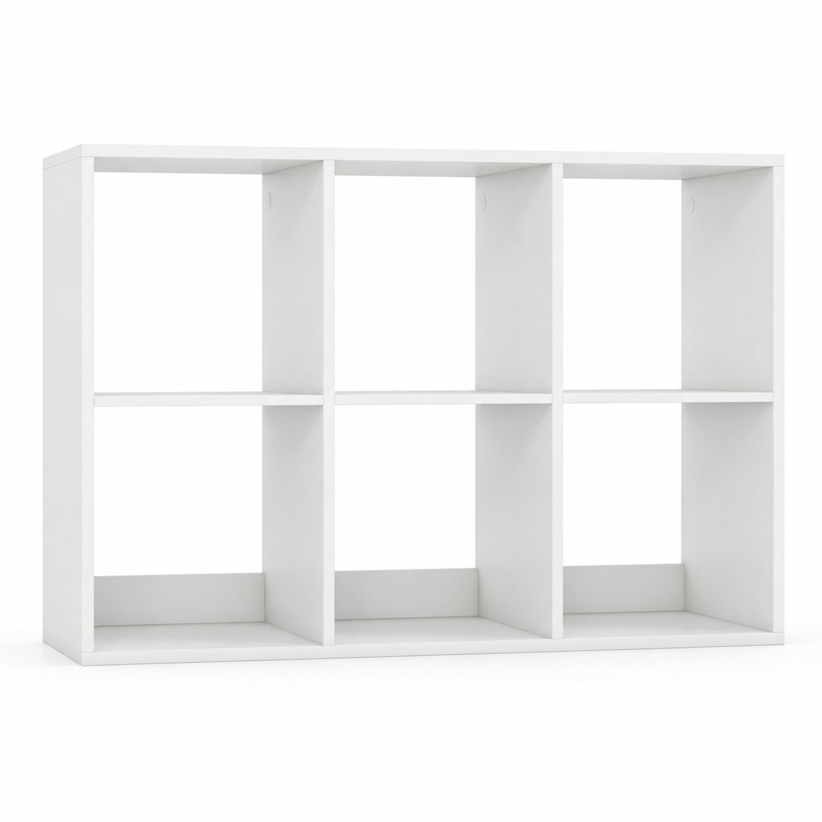Furnibear 6 Cube Bookshelf with Back Guardrail for Living Room Bedroom White,Open Storage Display Rack for Home Office